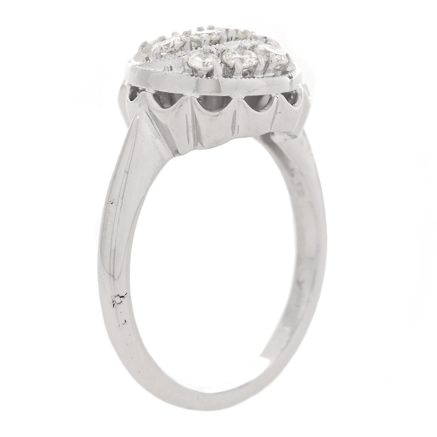 14K White Gold Diamond .40ctw Round Cocktail Ring 53 6.5