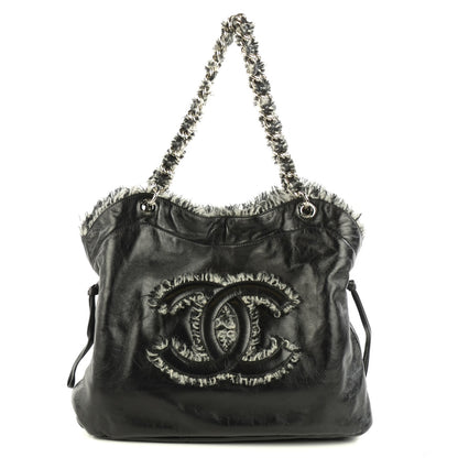 Chanel Tweed Lambskin Drawstring Tweedy Tote Black 1 of 7
