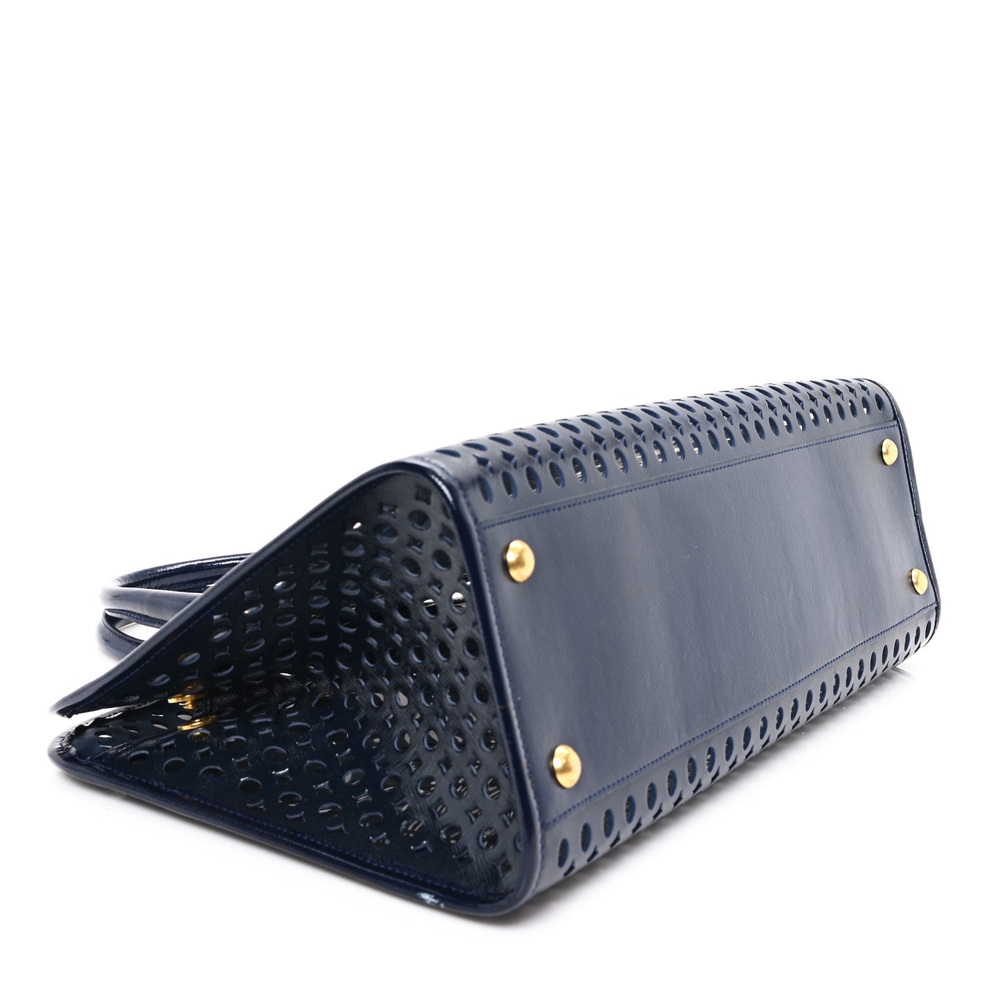 Saffiano Vernice Perforated Tote Royal