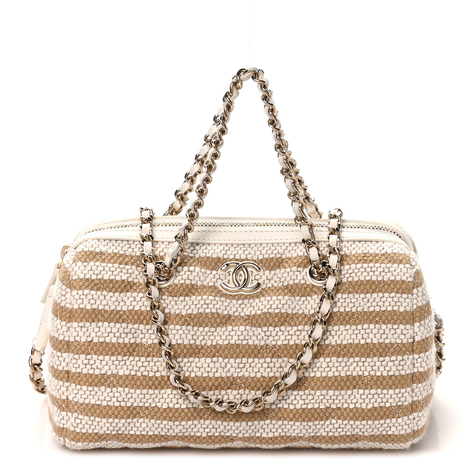 Chanel Printed Fabric Clutch With Chain Beige Light Beige 1 of 9