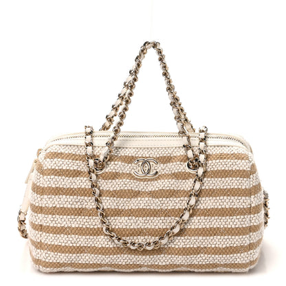 Chanel Printed Fabric Clutch With Chain Beige Light Beige 1 of 9