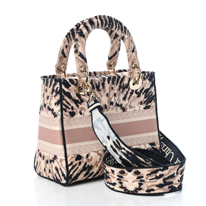 Christian Dior Canvas Embroidered Medium Tie And Dior Lady D-Light 3 of 9