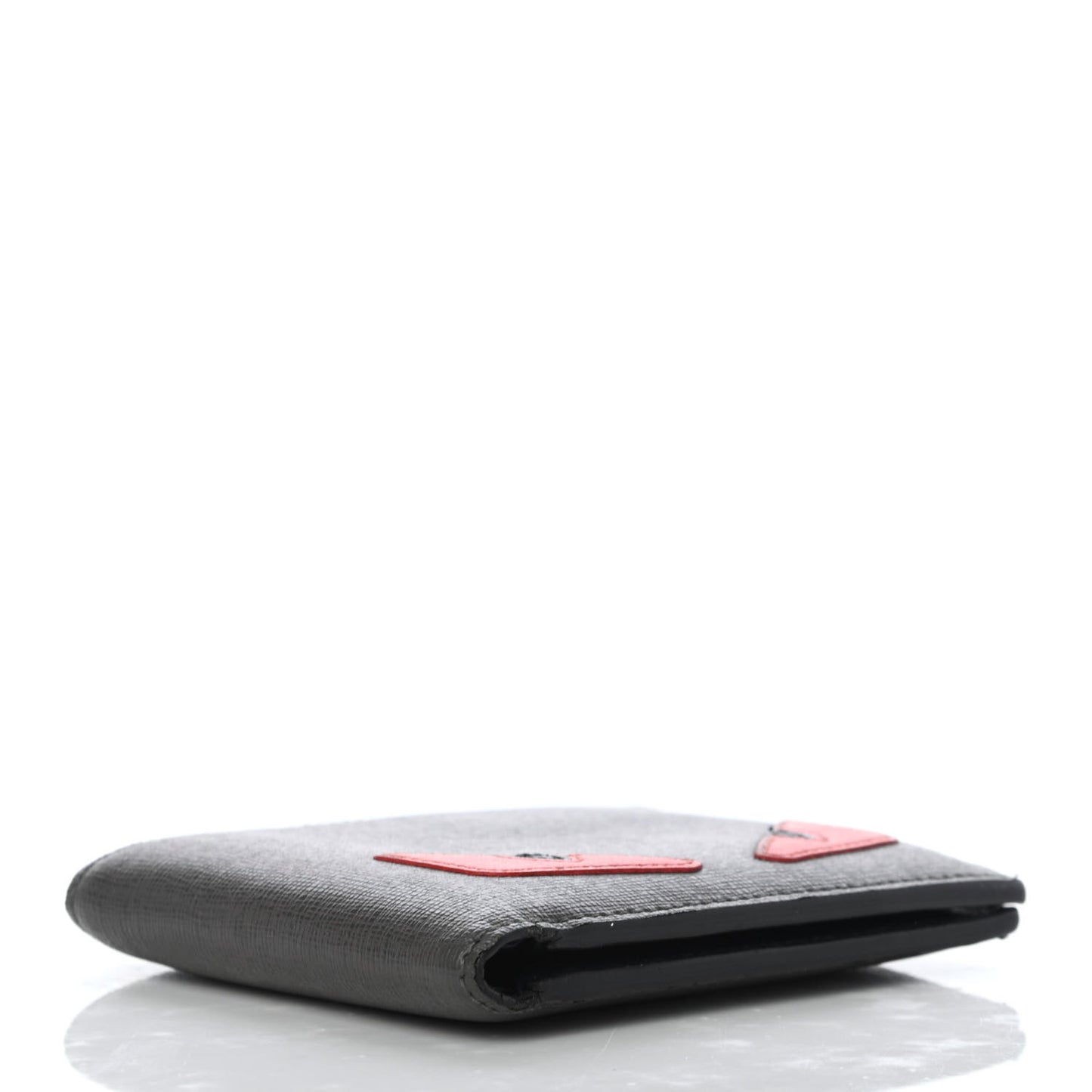 Vitello Elite Monster Eyes Inlay Bi-Fold Wallet Asfalto Papavero Black