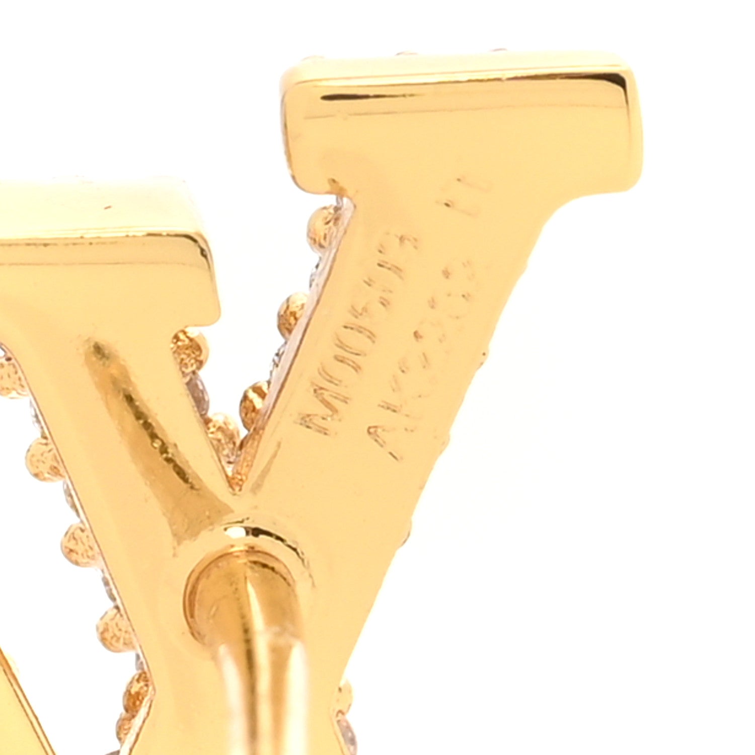 Louis Vuitton Metal Crystal LV Iconic Earrings Gold 4 of 4