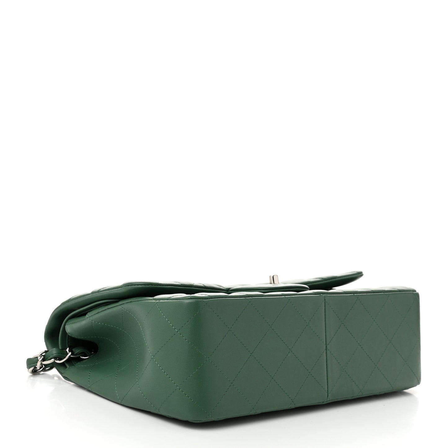 Lambskin Quilted Jumbo Double Flap Green