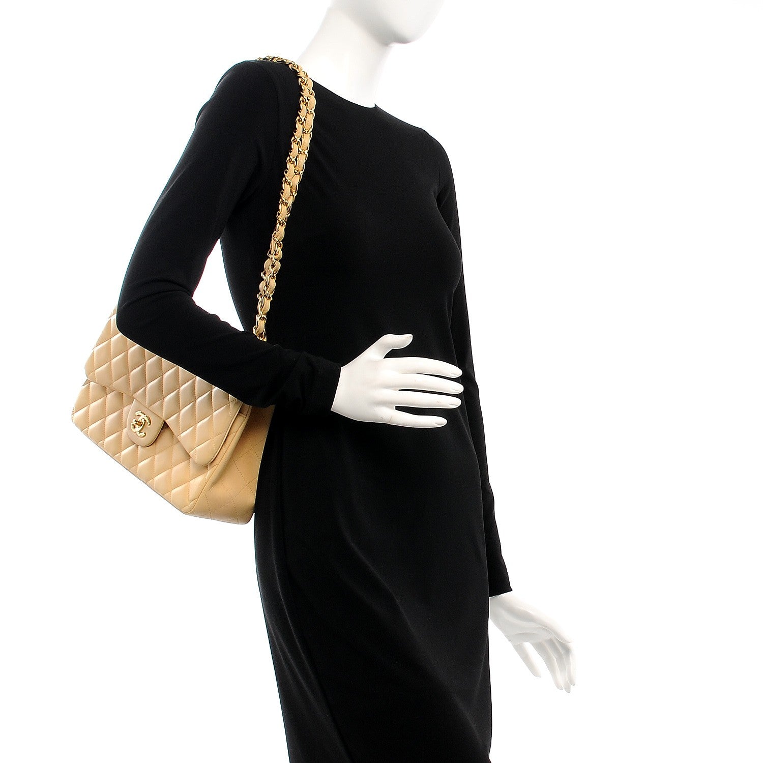 Chanel Lambskin Quilted Jumbo Double Flap Beige Clair 2 of 9