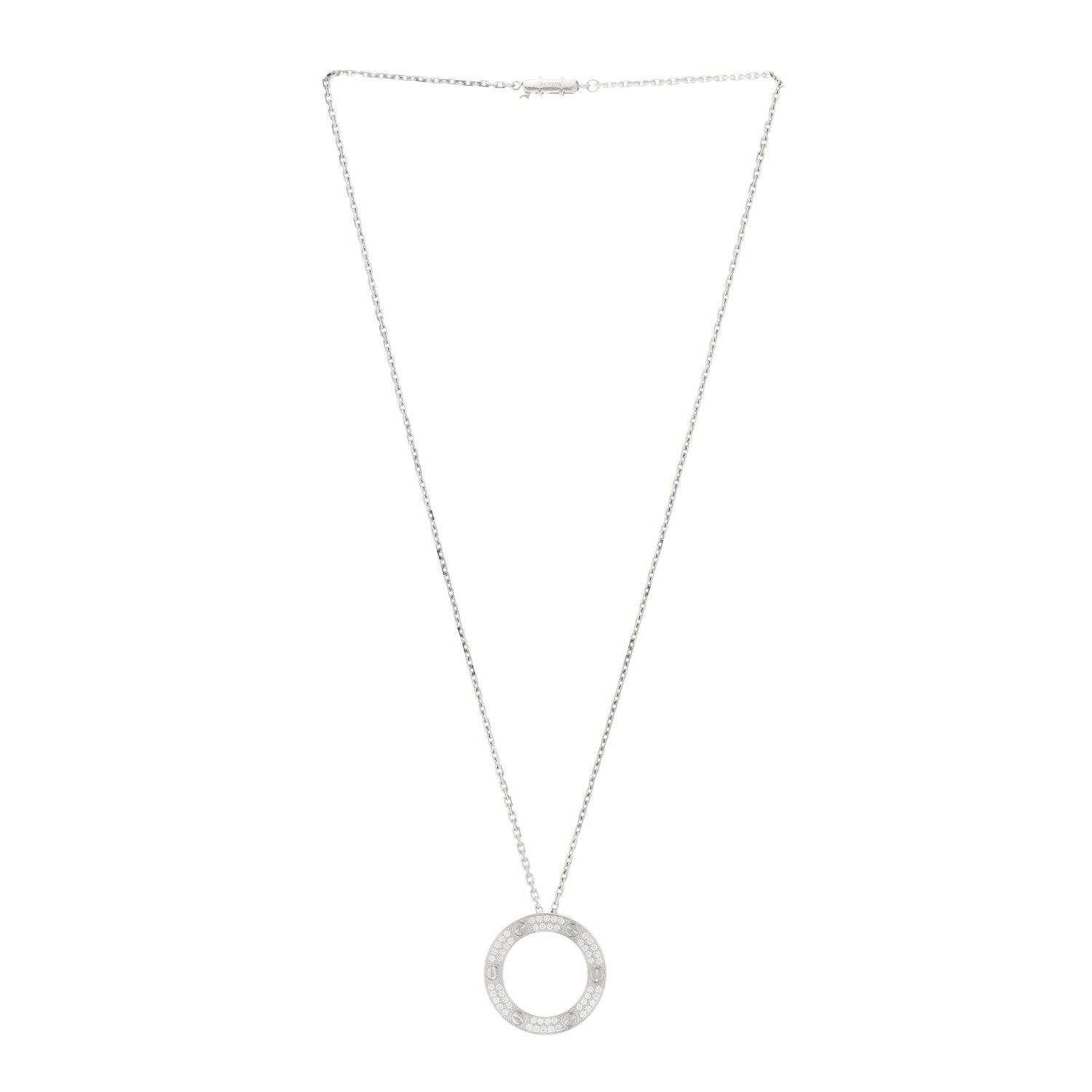 Cartier 18K White Gold Diamond LOVE Paved Necklace 2 of 3