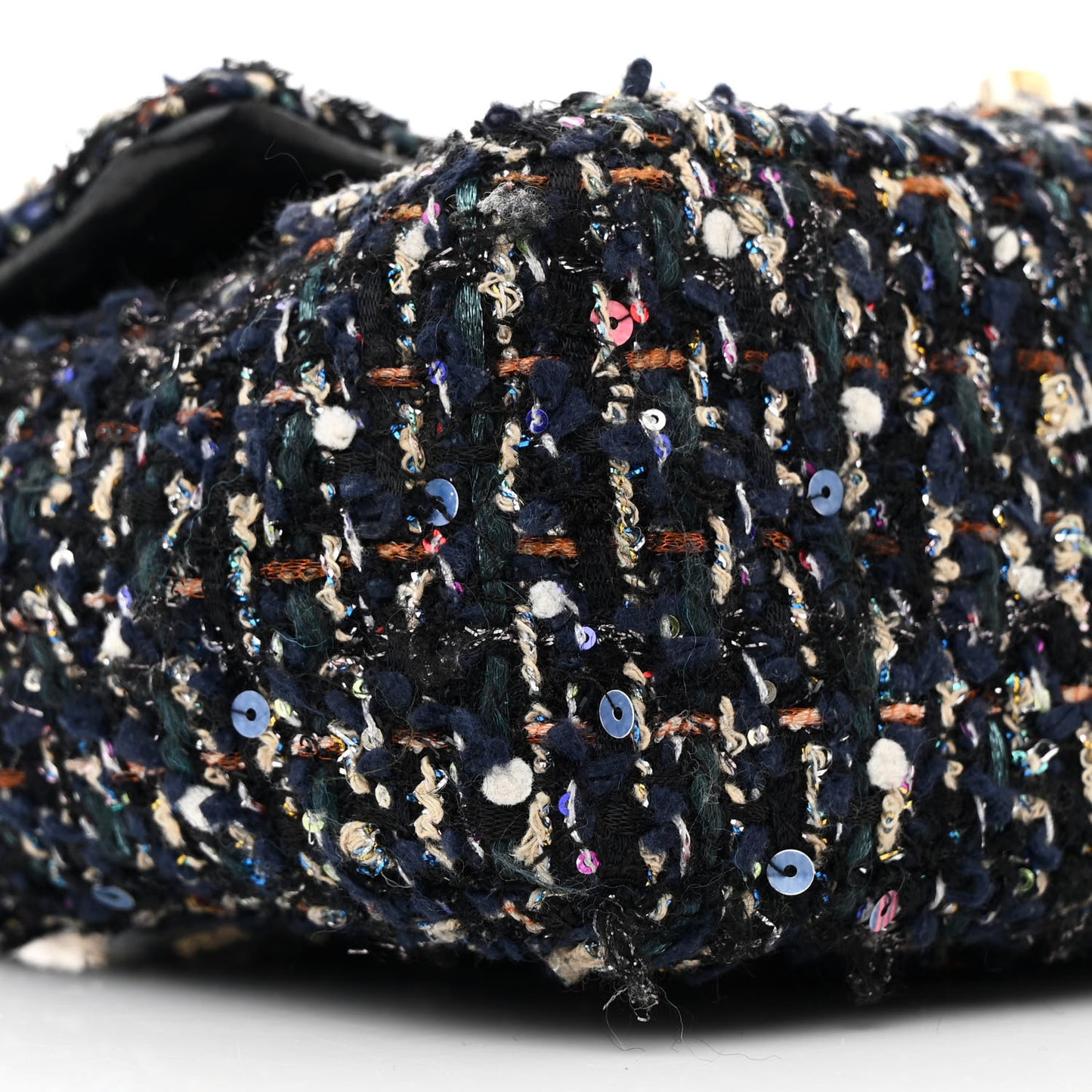 Sequin Mini Rectangular Single Flap Navy Blue Multicolor