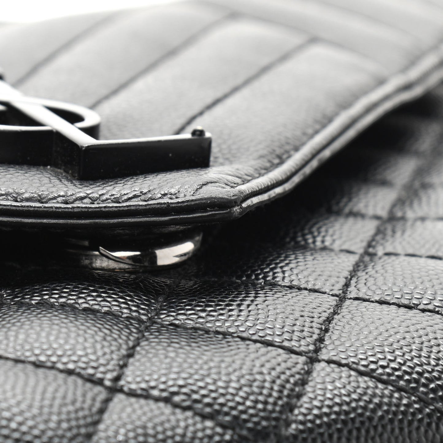 Grain De Poudre Textured Mixed Matelasse Triquilt Medium Monogram Satchel Black