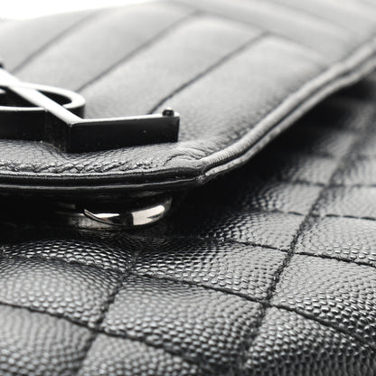 Saint Laurent Grain De Poudre Textured Mixed Matelasse Triquilt Medium Monogram Satchel Black 14 of 16