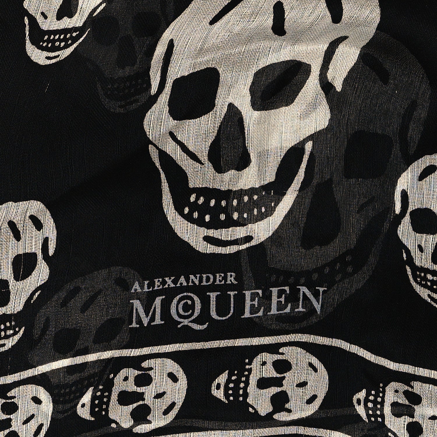 Alexander McQueen Silk Chiffon Skull Scarf Black Ivory 2 of 4