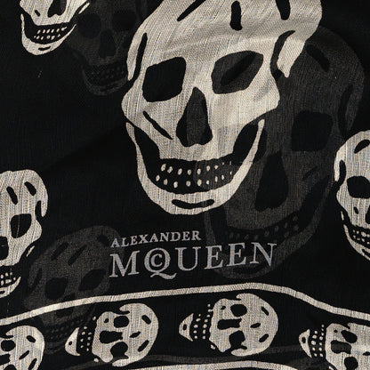 Alexander McQueen Silk Chiffon Skull Scarf Black Ivory 2 of 4