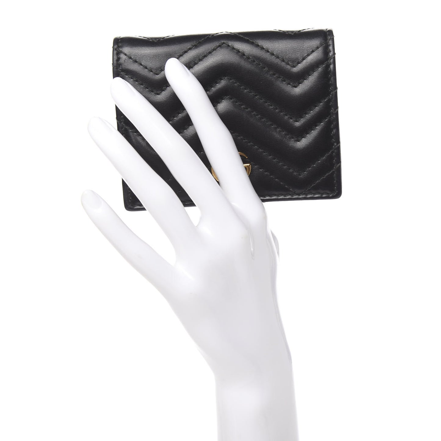 Calfskin Matelasse GG Marmont Card Case Black