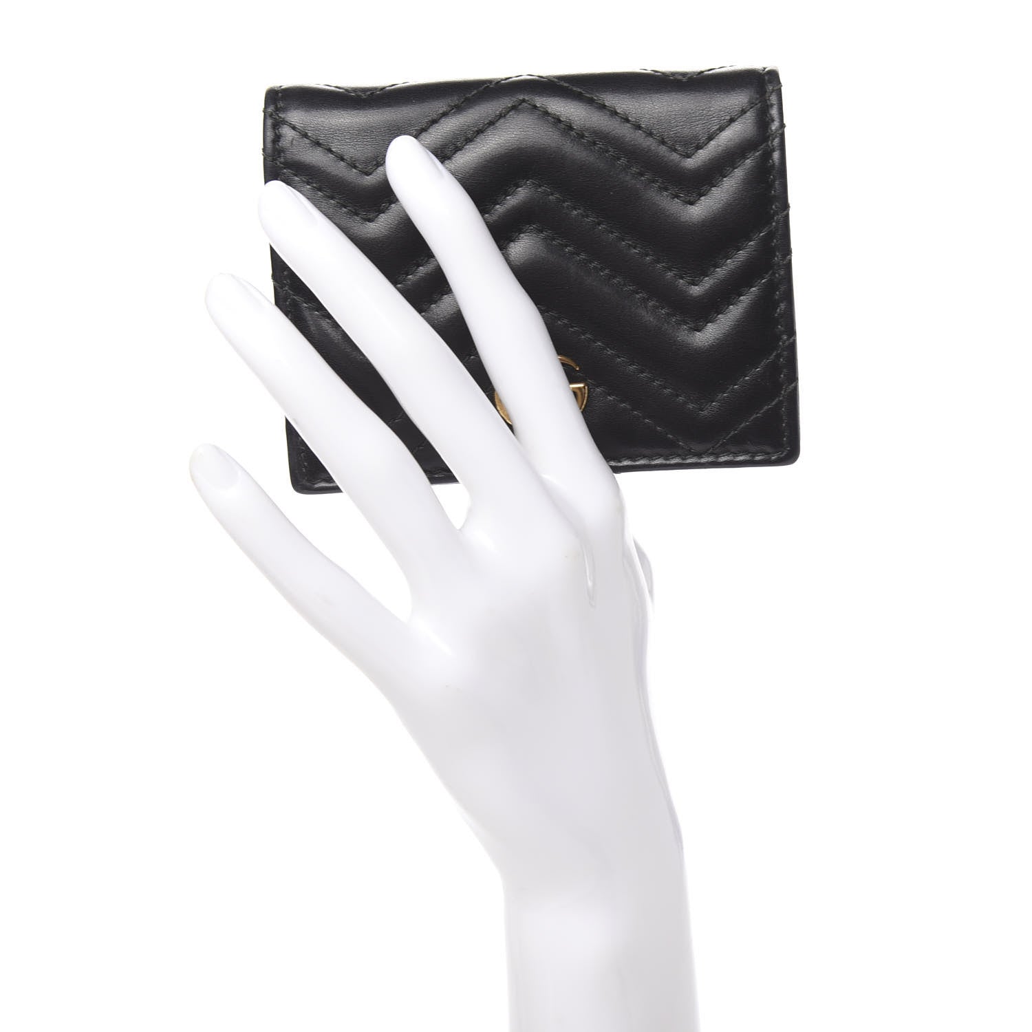 Gucci Calfskin Matelasse GG Marmont Card Case Black 2 of 9