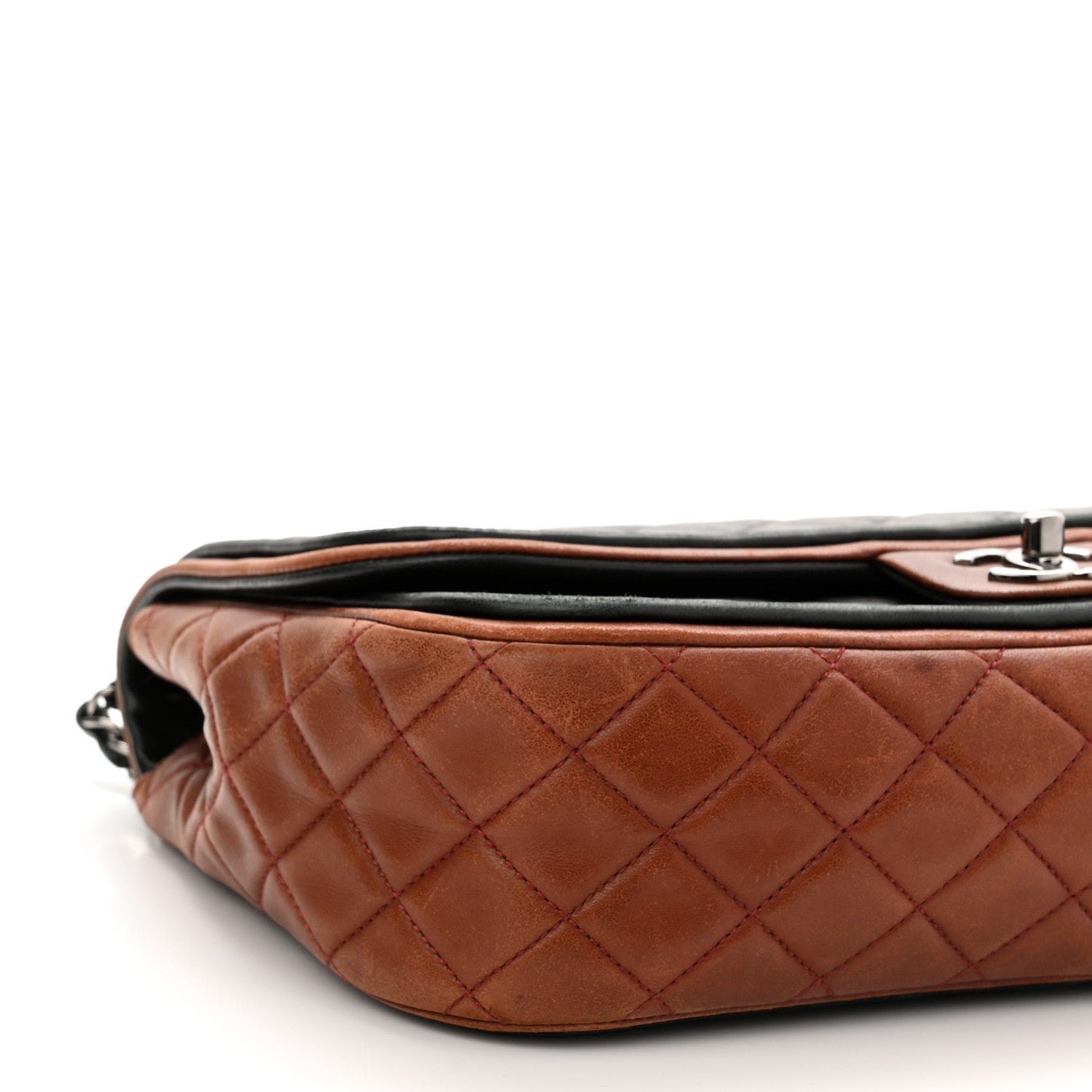 Chanel Lambskin Quilted Jumbo Classic Twist Flap Bag Black Bordeaux 8 of 12