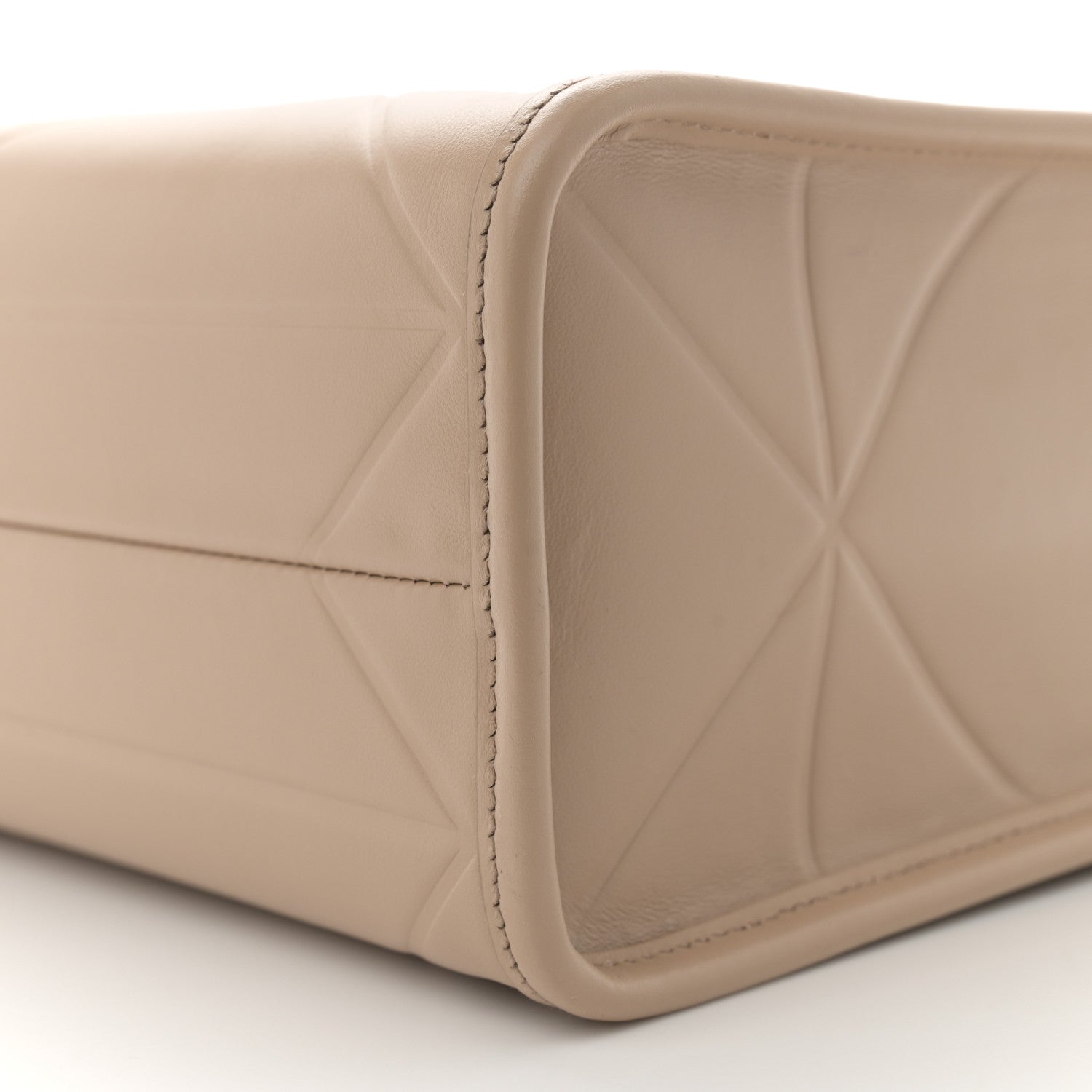 Prada Soft Calfskin Triangolo Symbole Embossed Small Tote Beige Khaki 9 of 10