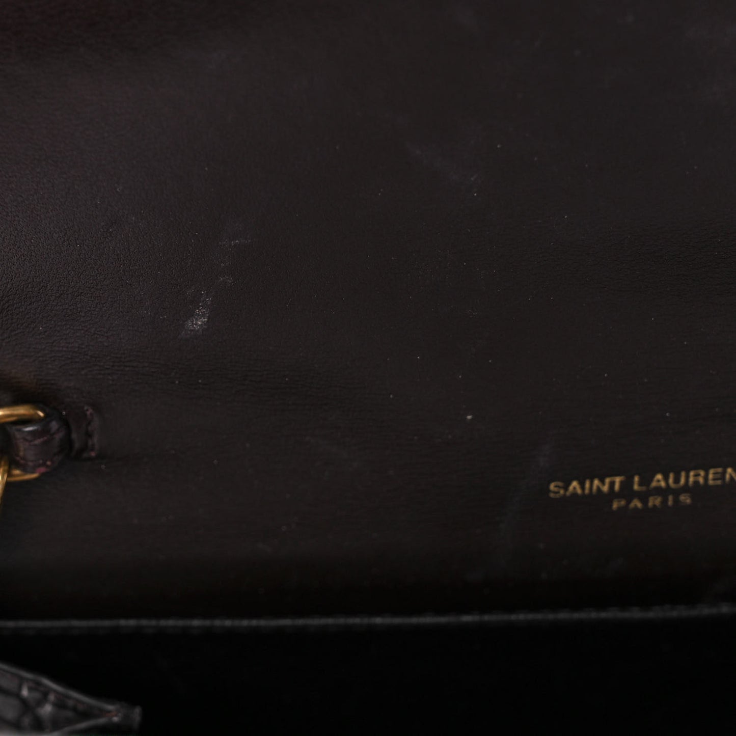 Calfskin Crocodile Embossed Monogram Uptown Chain Wallet Fondente
