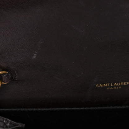 Saint Laurent Calfskin Crocodile Embossed Monogram Uptown Chain Wallet Fondente 10 of 11