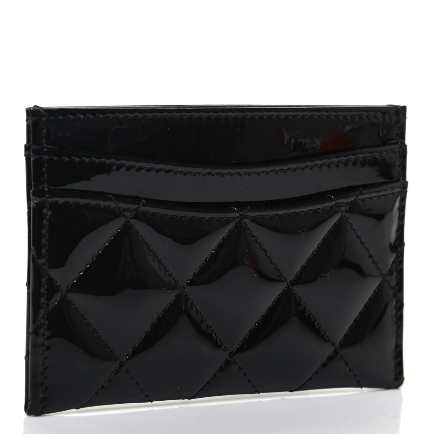 Patent Calfskin Quilted Card Holder So Black