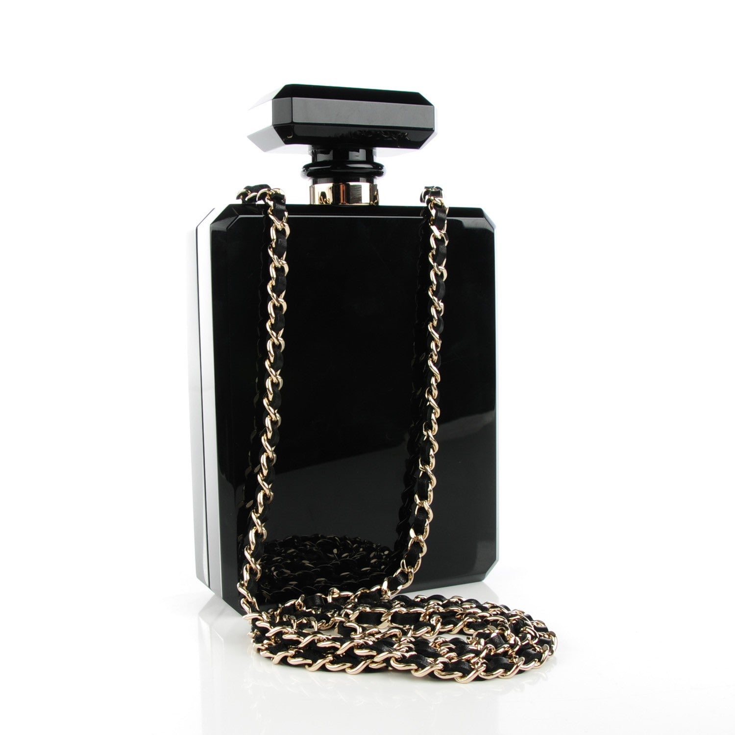 Chanel Plexiglass Perfume Bottle Clutch Black 3 of 7