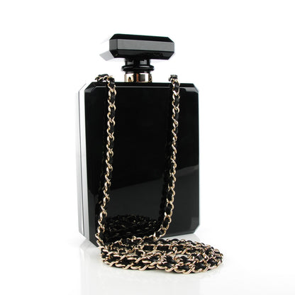 Chanel Plexiglass Perfume Bottle Clutch Black 3 of 7