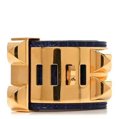 Hermes Shiny Alligator Collier De Chien CDC Bracelet T1 Bleu Encre 1 of 12