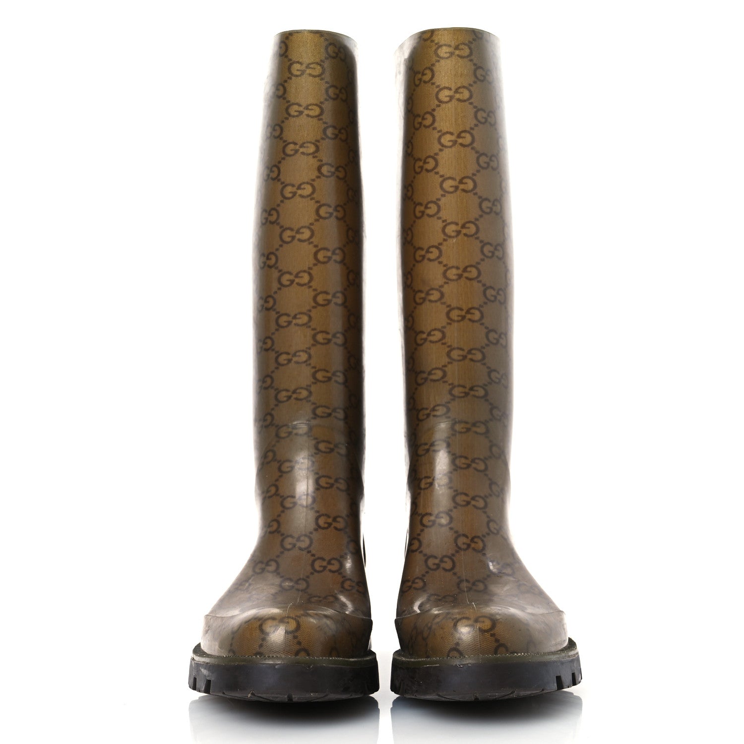 Gucci Rubber Monogram Edinburg Rain Boots 37 Transparent Cocoa 3 of 11