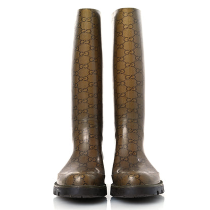 Gucci Rubber Monogram Edinburg Rain Boots 37 Transparent Cocoa 3 of 11
