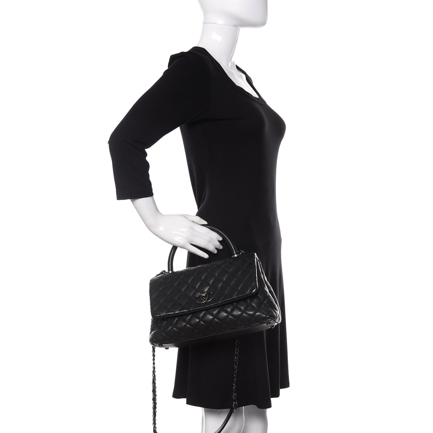 Chanel Caviar Quilted Small Coco Handle Flap Black 3 of 11
