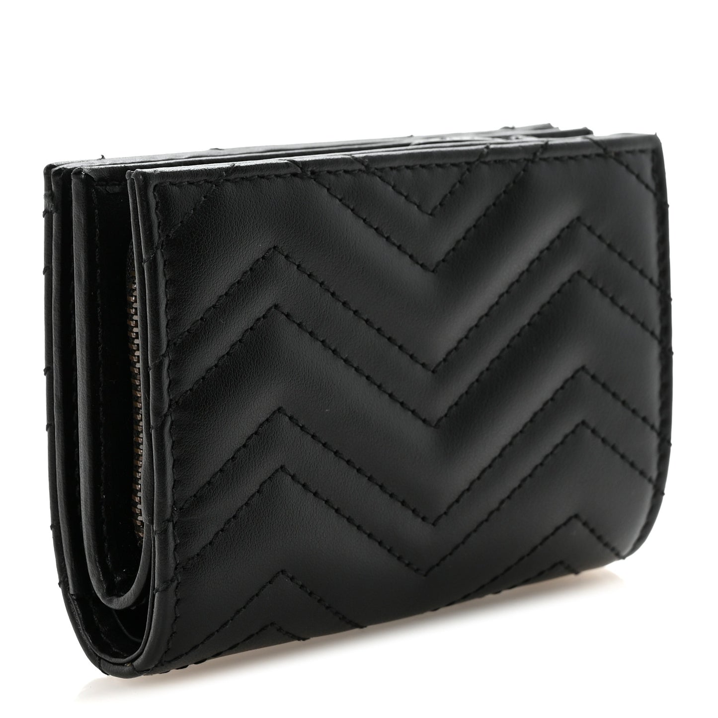 Calfskin Matelasse GG Marmont Card Case Wallet Black