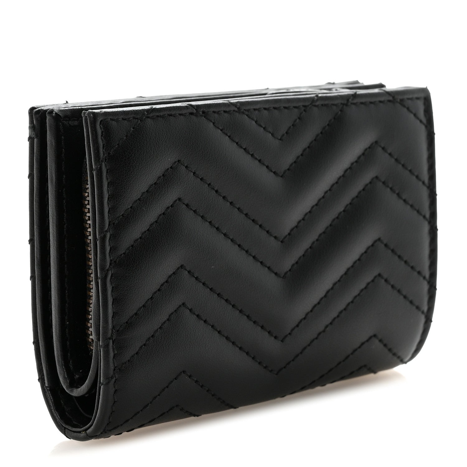 Gucci Calfskin Matelasse GG Marmont Card Case Wallet Black 3 of 8