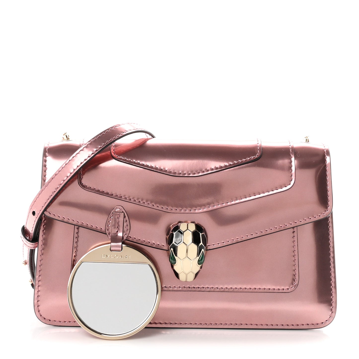 Metallic Calfskin Serpenti Forever Crossbody Bag Rose Quartz