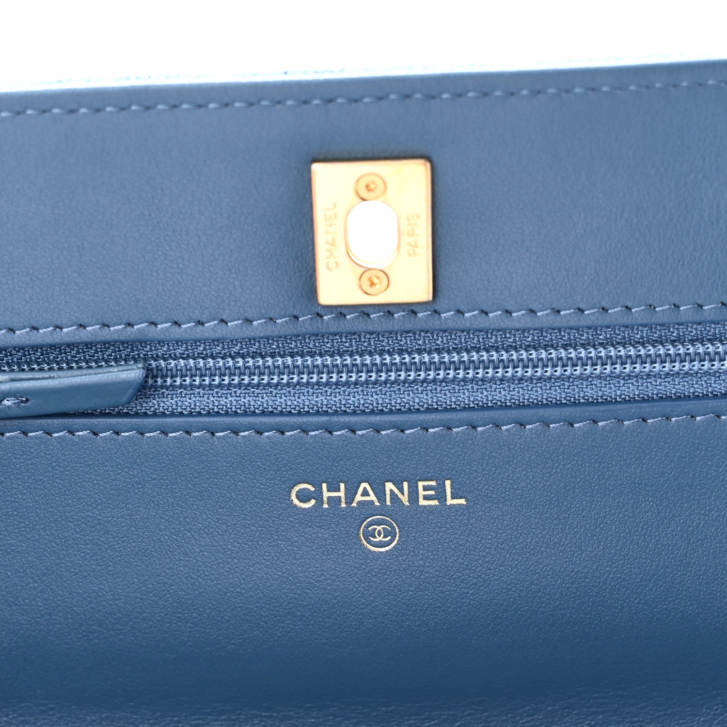Chanel Denim Quilted CC Pearl Crush Wallet on Chain WOC Blue 6 of 11