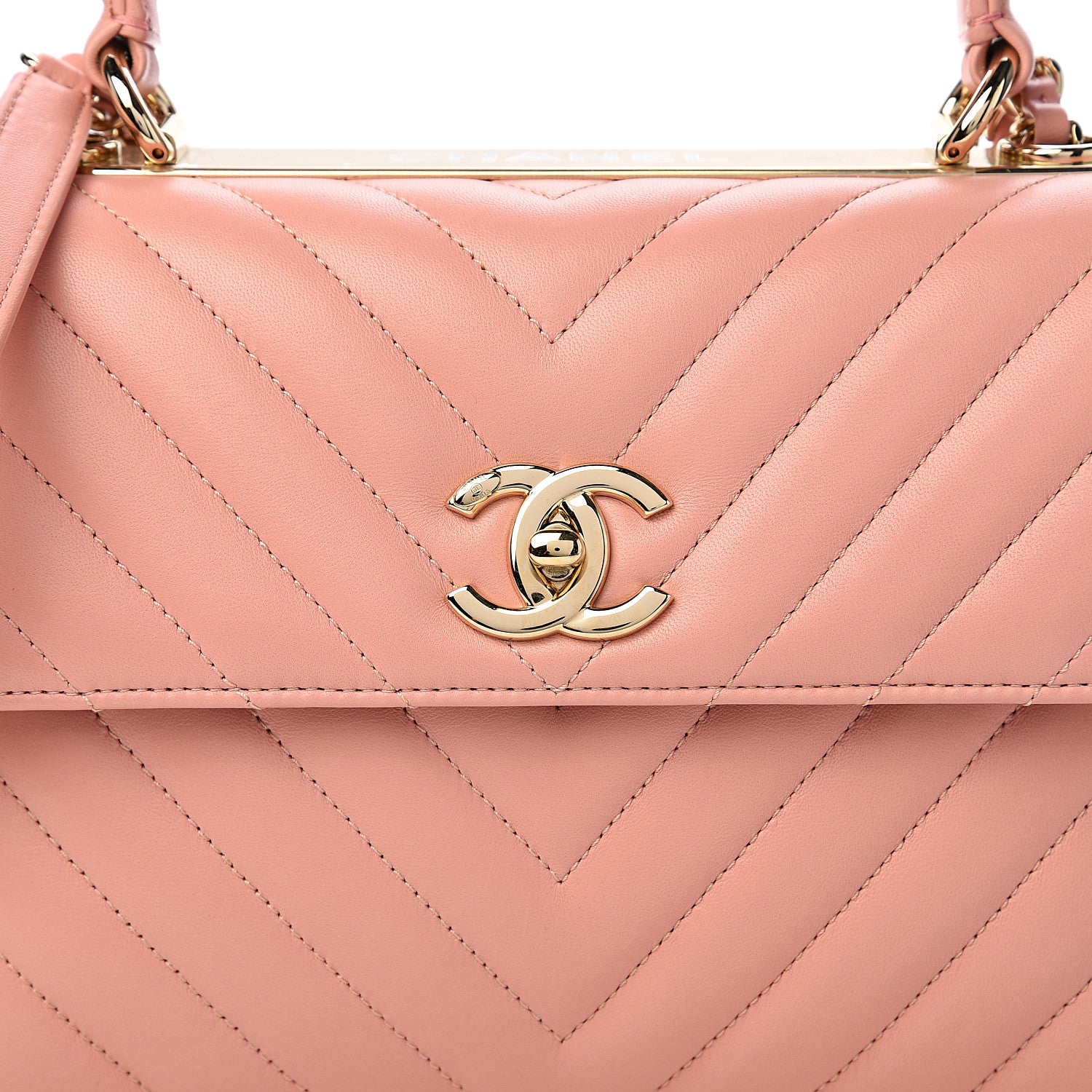 Chanel Lambskin Chevron Quilted Small Trendy CC Dual Handle Flap Bag Light Pink 10 of 11