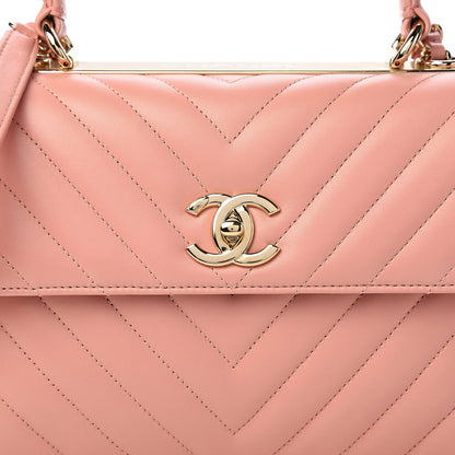 Chanel Lambskin Chevron Quilted Small Trendy CC Dual Handle Flap Bag Light Pink 10 of 11