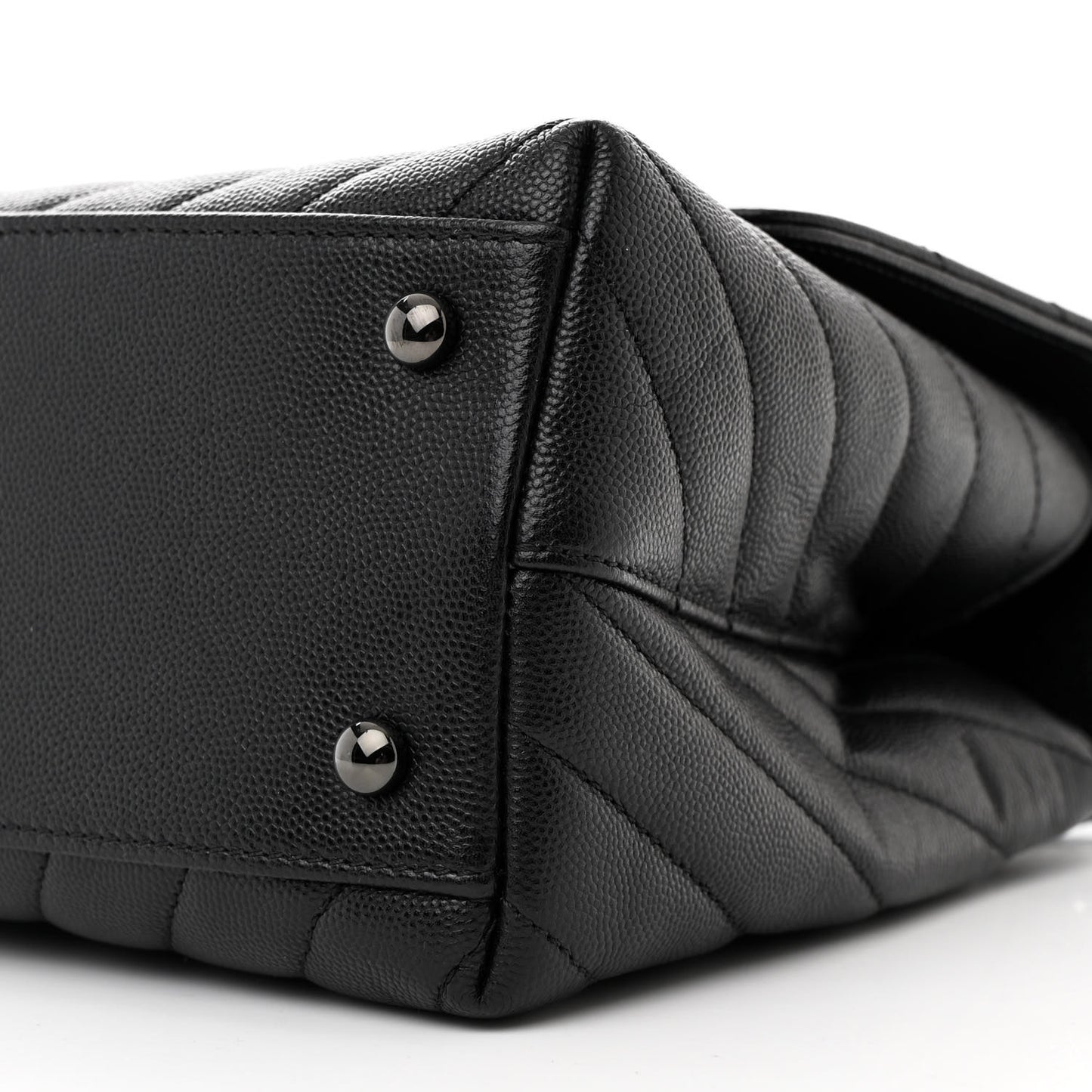 Caviar Chevron Quilted Small Coco Handle Flap So Black