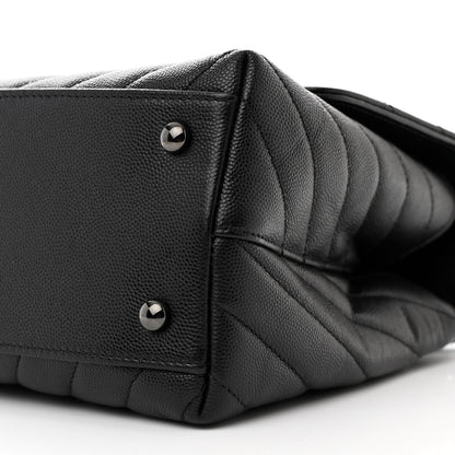 Chanel Caviar Chevron Quilted Small Coco Handle Flap So Black 11 of 12