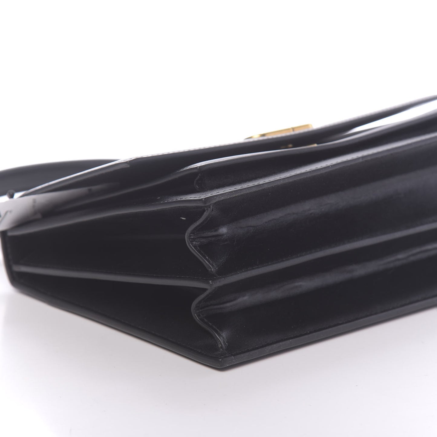 Box Calfskin Medium Sharp Top Handle Bag Black