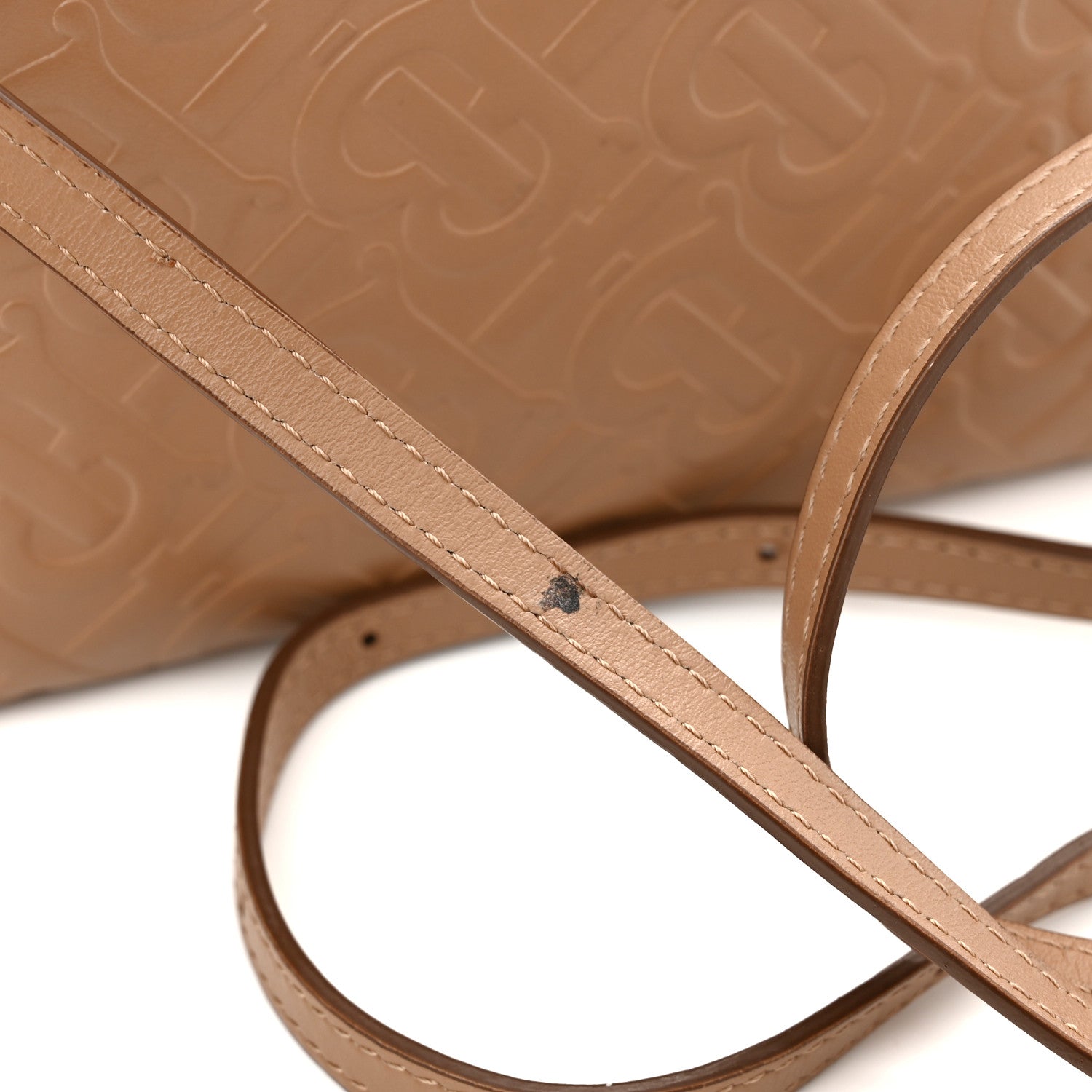 Burberry Calfskin Embossed Monogram Crossbody Light Camel 11 of 11