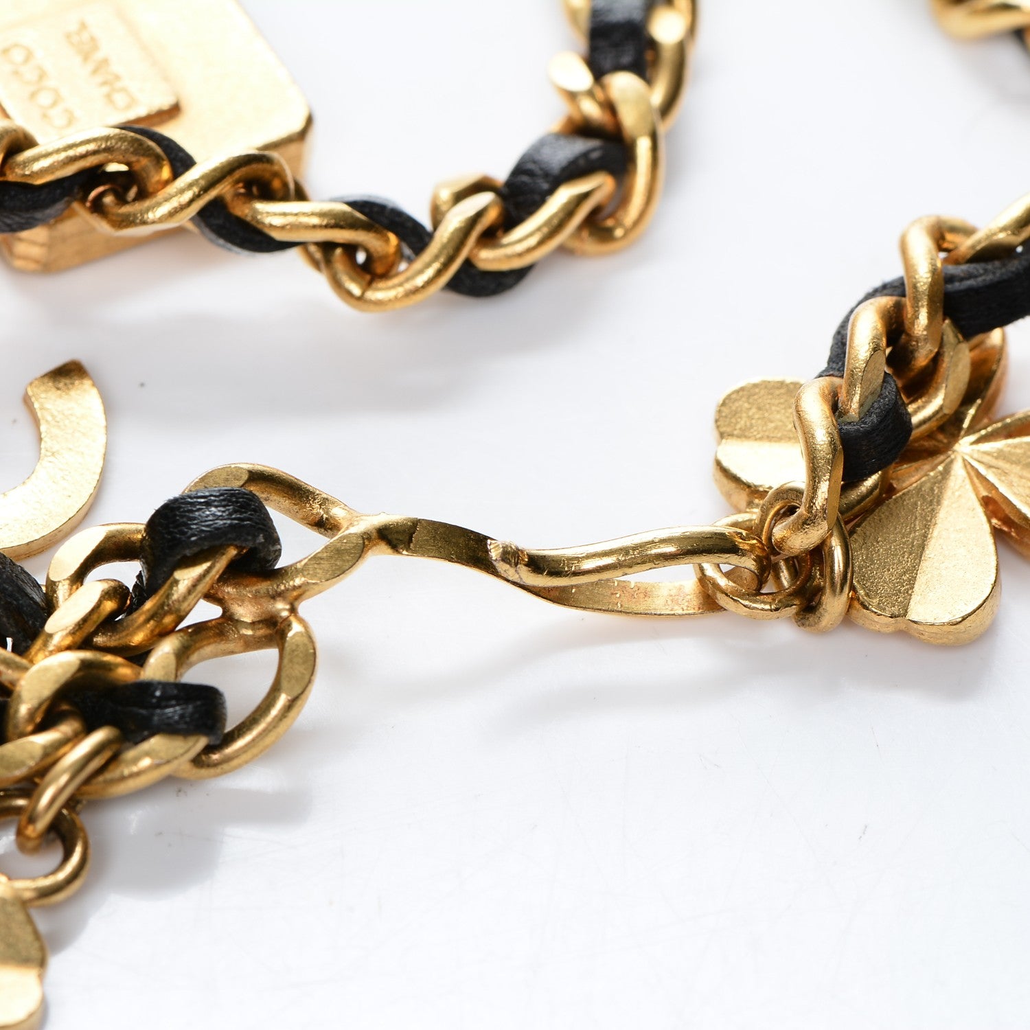 Chanel Lambskin Gold Chain Iconic Charm Belt Black Gold 5 of 5
