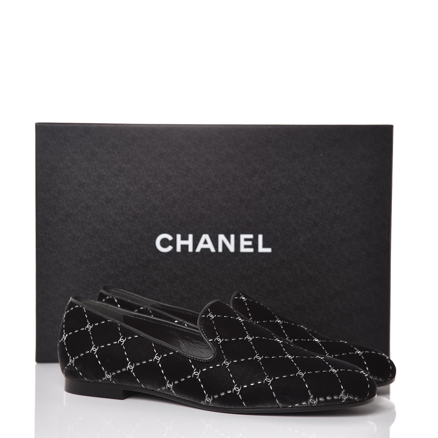 Chanel Velvet Moccasin Loafers 37 Grey 9 of 9
