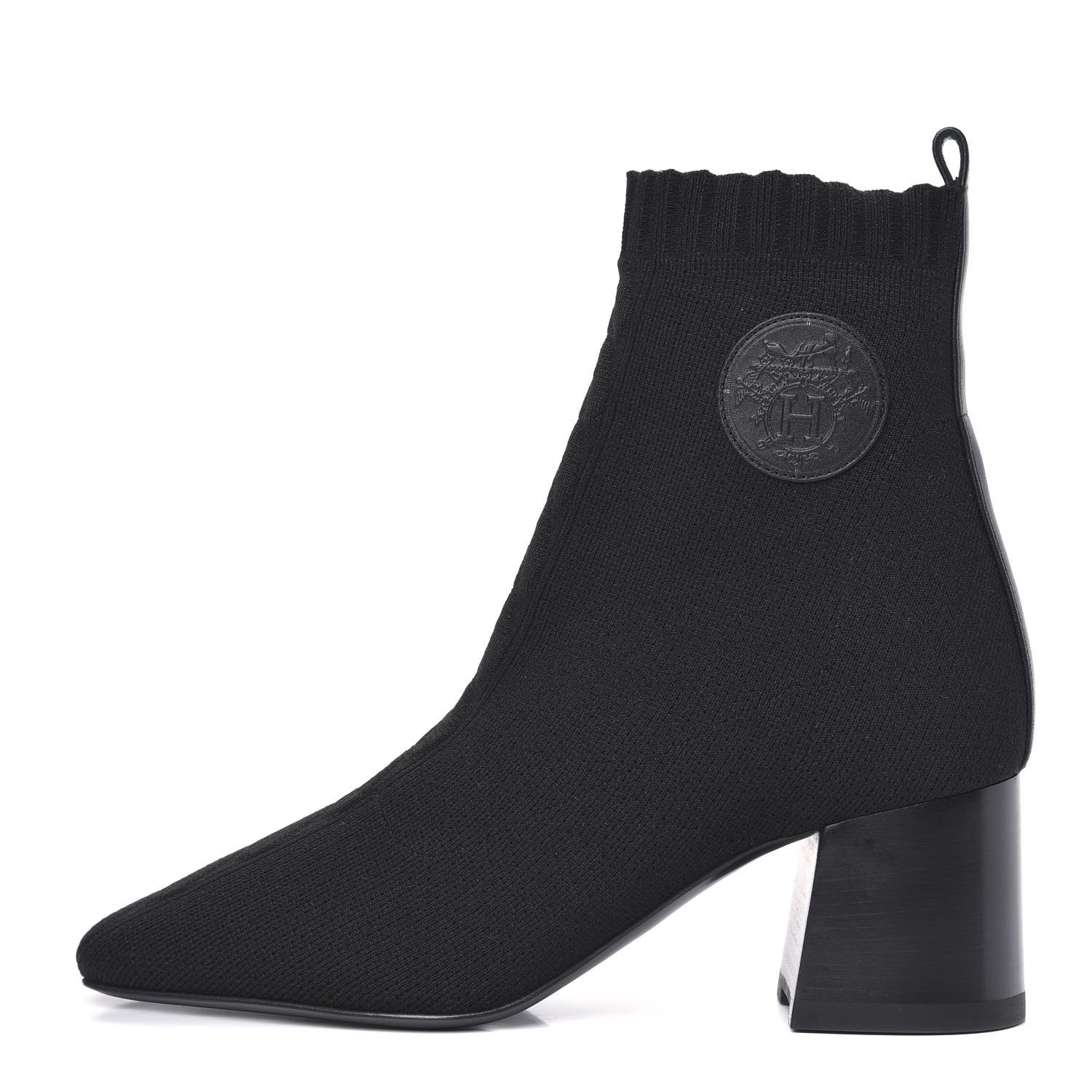 Hermes Knit Calfskin Volver Ankle Boots 37 Black 1 of 9
