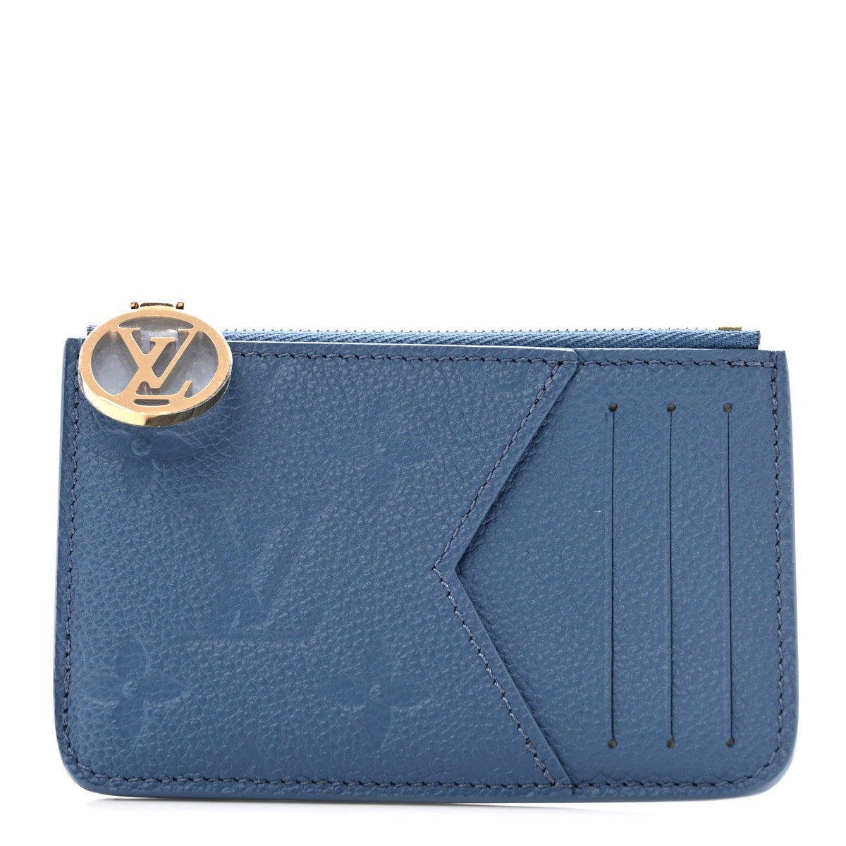 Louis Vuitton Empreinte Monogram Zipped Romy Card Holder Blue Jeans 1 of 9