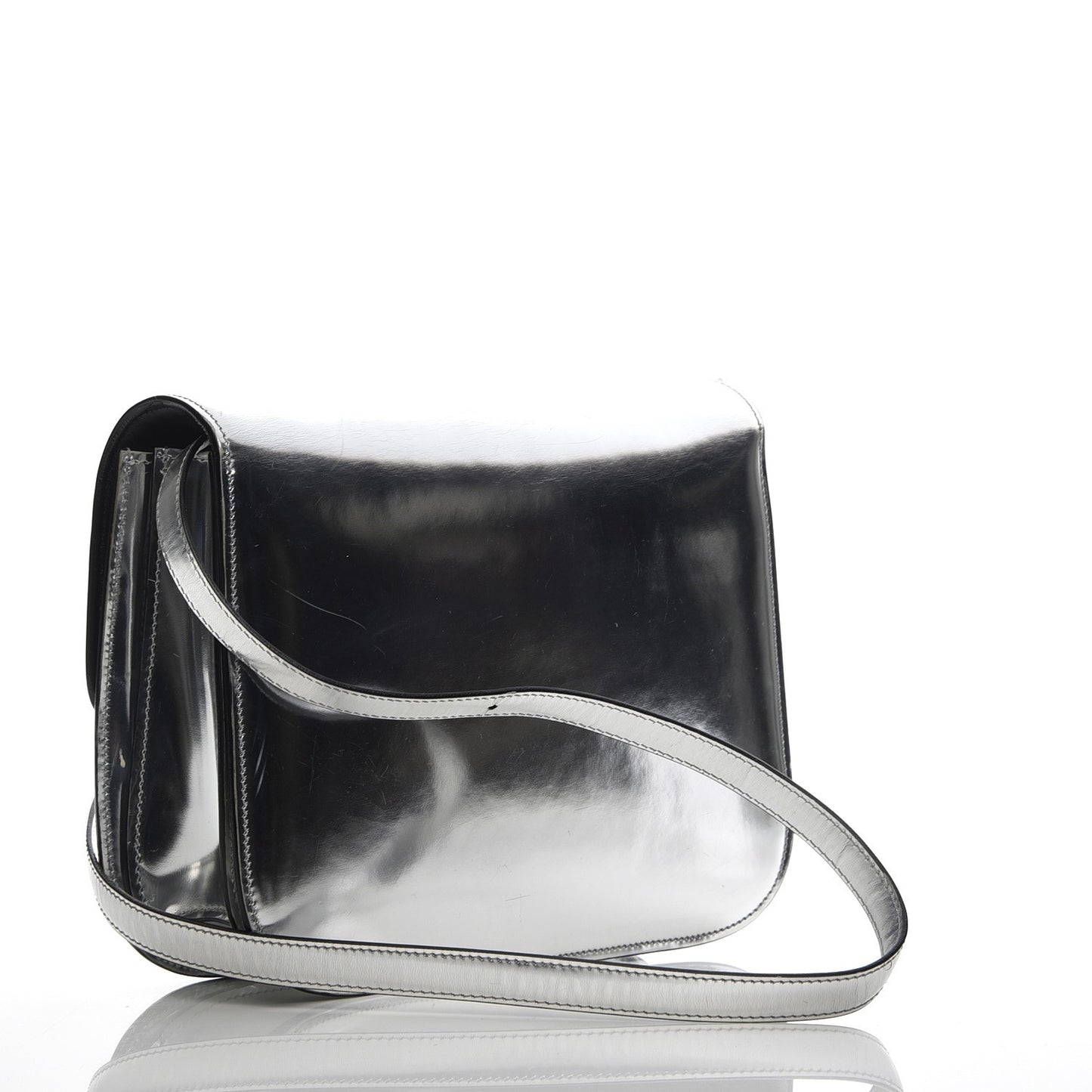Mirror Box Calfskin Medium Classic Box Flap Bag Silver