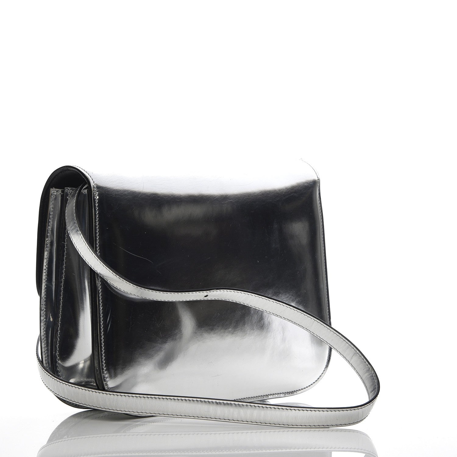 Celine Mirror Box Calfskin Medium Classic Box Flap Bag Silver 4 of 11