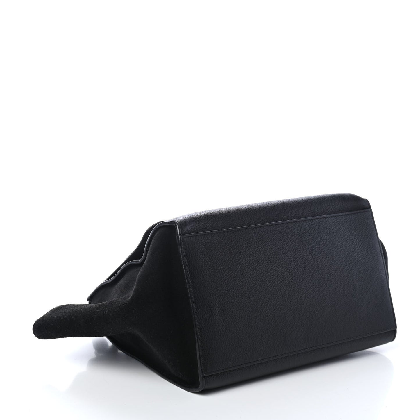 Drummed Calfskin Suede Medium Trapeze Black