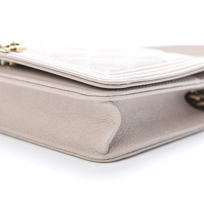 Chanel Caviar Quilted Boy Wallet On Chain WOC Beige 11 of 12
