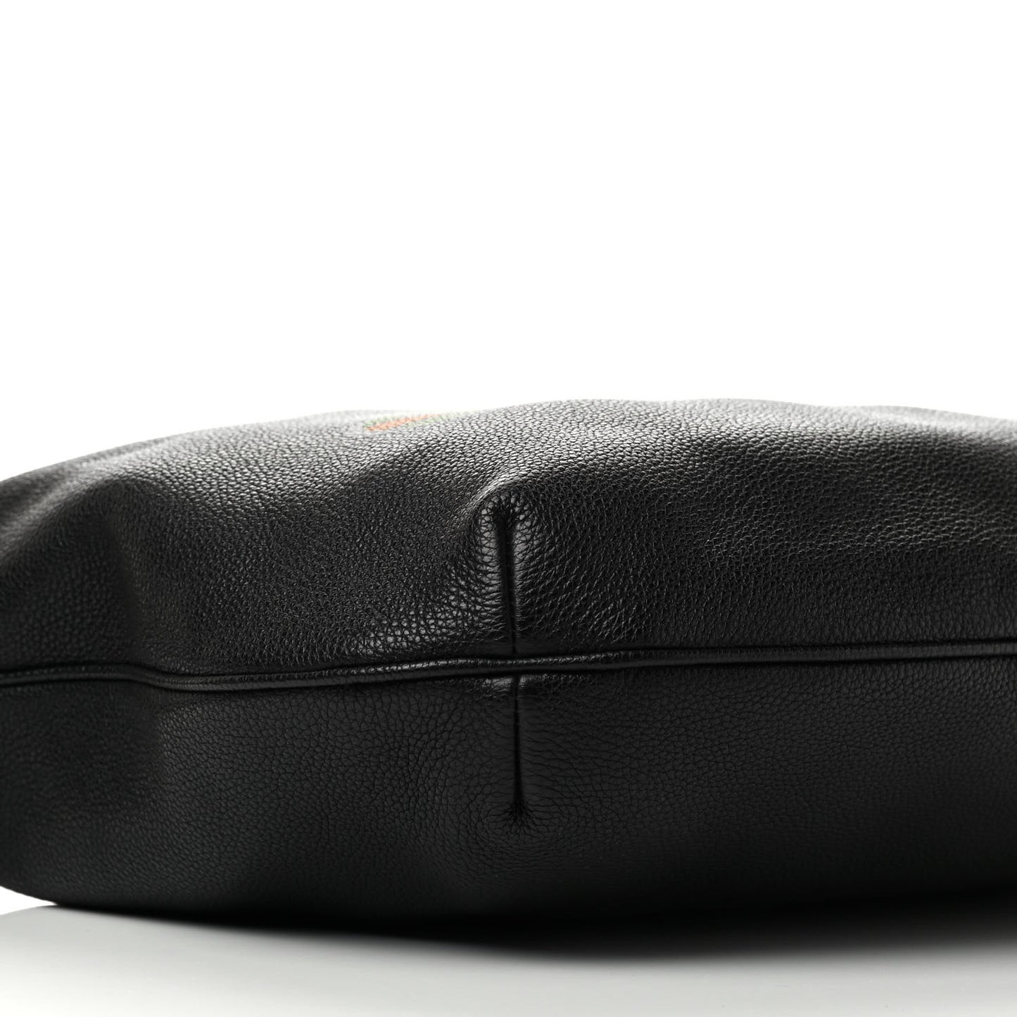 Grained Calfskin Logo Half Moon Hobo Black