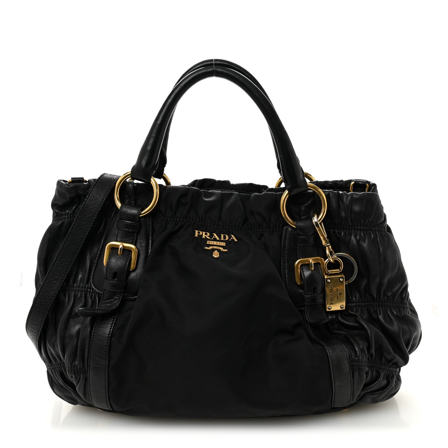 Tessuto Nylon Gaufre Shopping Satchel Black