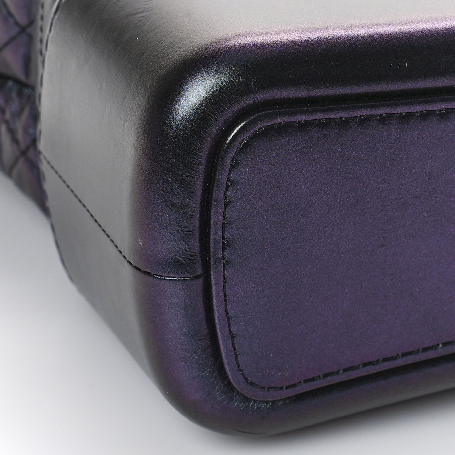 Iridescent Aged Calfskin Quilted Medium Gabrielle Hobo Black